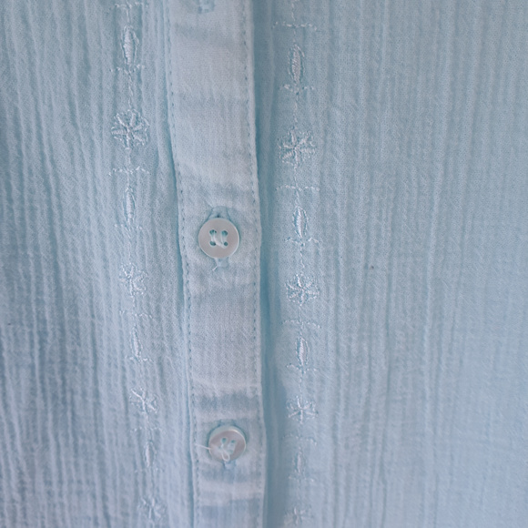 Cleo Blouse Light Aqua with embroidery and bling - Picture 5 of 7